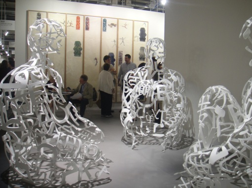 Jaume Plensa, 'The three graces', painted stainless steel, three parts, 203 x 137 x 134cm, Galerie Lelong